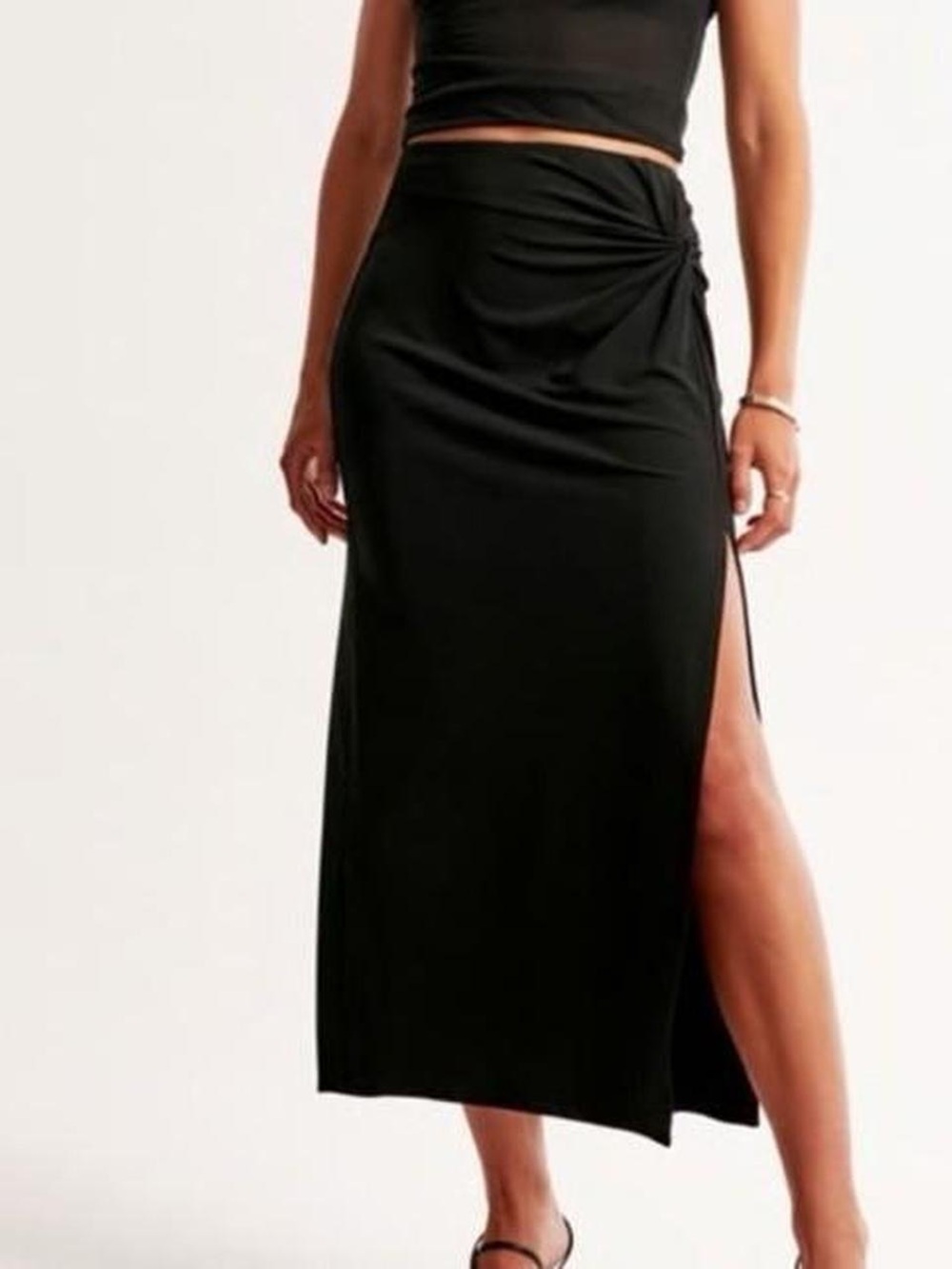 Abercrombie & Fitch Black Midi Skirt with Side Slit